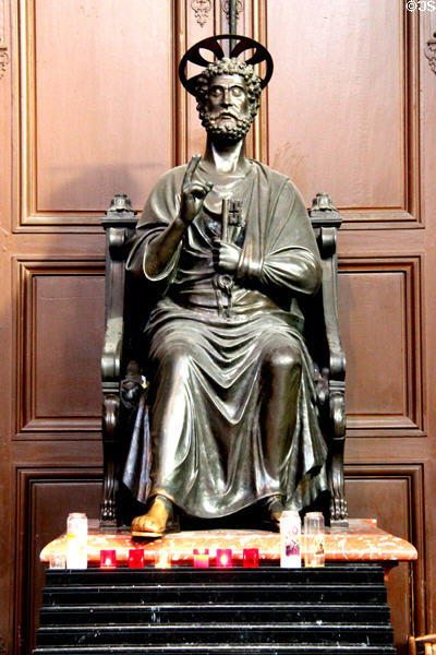 Sculpture of St Peter at St-Sulpice church. Paris, France.