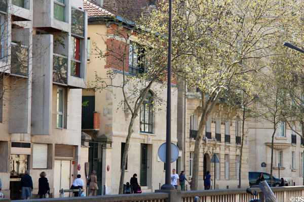 Streetscape including (2nd building) Hôtel Carpeaux (1895) (39 boul. Exelmans). Paris, France. Architect: Hector Guimard.