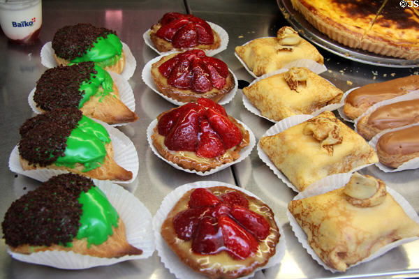 Desserts in Parisian shop. Paris, France.