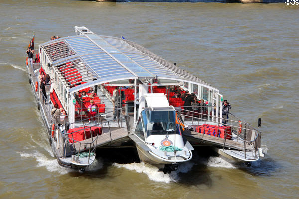 Trimarin tour boat on Seine. Paris, France.