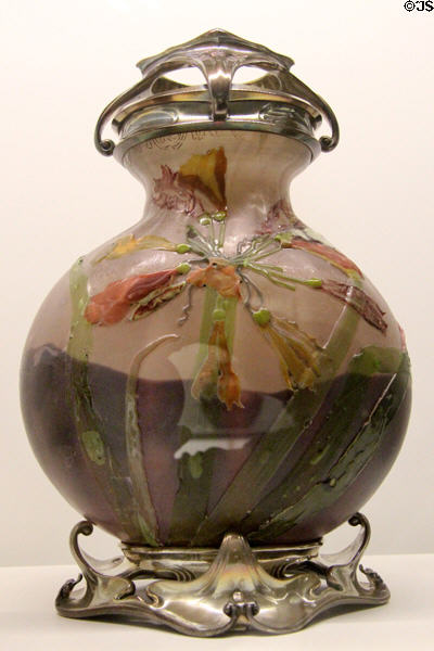 Africana vase by Émile Gallé of Nancy (shown Paris Expo 1900) mount by Edmond Cardeilhac, after Lucien Bonvallet (1901) at Museum of Decorative Arts. Paris, France.