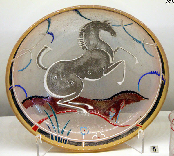 "Horse" glass bowl (1922) by Maurice Marinot of France at Museum of Decorative Arts. Paris, France.