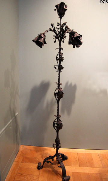 Art Nouveau wrought iron poppy floor lamp (1905) by Ferdinand Marrou from Rouen at Petit Palace Museum. Paris, France.