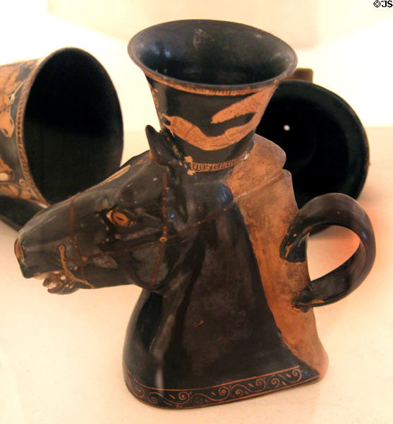 Rhyton in form of head of horse (c450 BCE) from southern Italy at Petit Palace Museum. Paris, France.
