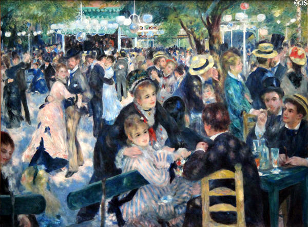Bal du moulin de la Galette painting (1876) by Auguste Renoir at Musée d'Orsay. Paris, France.