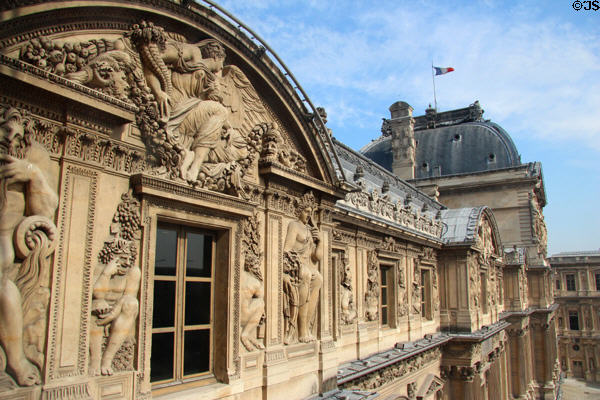 Lescot wing (1552-3) built under François I facing square courtyard (cour carrée) of Louvre Palace seen from above. Paris, France. Architect: Pierre Lescot.