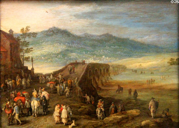 Bridge of Talavera painting (c1610) by Jan Brueghel Elder of Brussels at Louvre Museum. Paris, France.