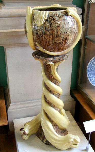 Ceramic pot on stand (c1900-50) by Faïencerie d'Apt of Apt, France at Sèvres National Ceramic Museum. Paris, France.