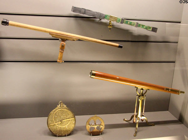 Early telescopes & astrolabes at Arts et Metiers Museum. Paris, France.