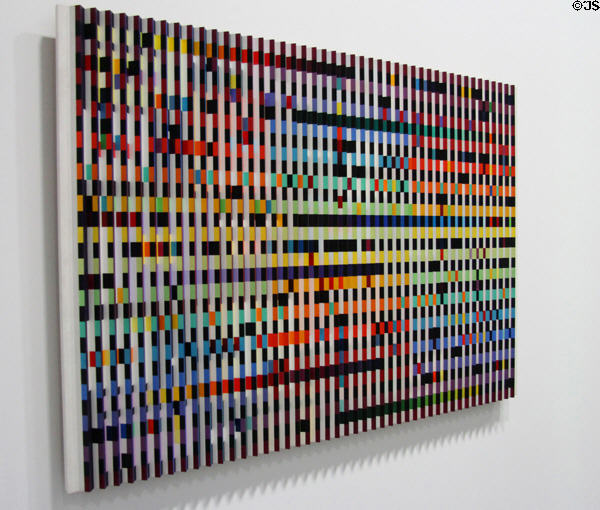 Double metamorphosis III painting (1968-9) by Yaacov Agam at Grand Palais. Paris, France.