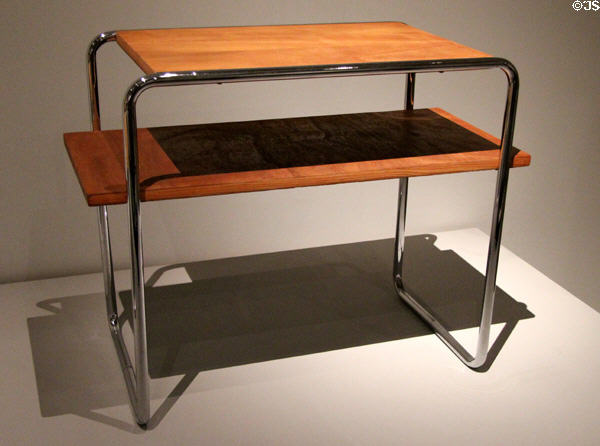 Tubular steel side table B12 (1928) by Marcel Breuer with Thonet Brothers at Musée des Monuments Français. Paris, France.