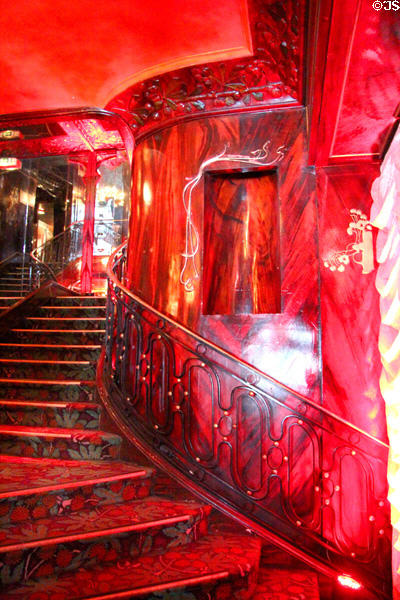 Maxim's Restaurant spiral staircase up to Art Nouveau Collection 1900. Paris, France.