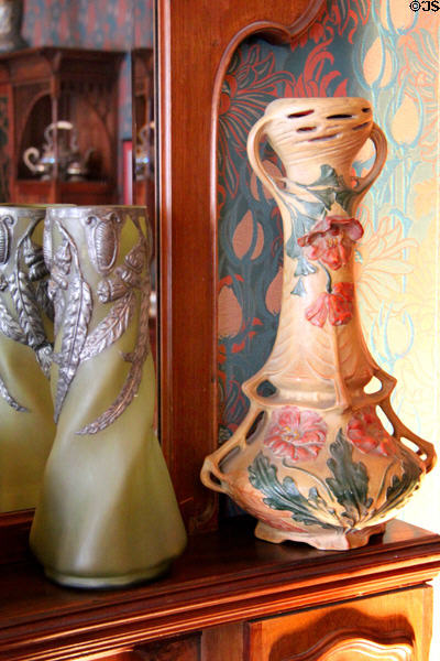 Ceramic spiral vases at Maxim's Art Nouveau Collection 1900. Paris, France.