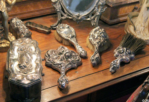 Silver vanity set at Maxim's Art Nouveau Collection 1900. Paris, France.