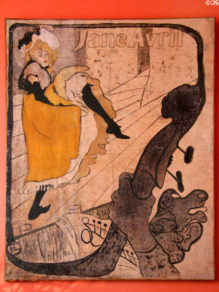 Jane Avril poster by Henri de Toulouse-Lautrec at Maxim's Art Nouveau Collection 1900. Paris, France.