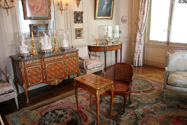 Sideboard & writing table in bedroom at Nissim de Camondo Museum. Paris, France.