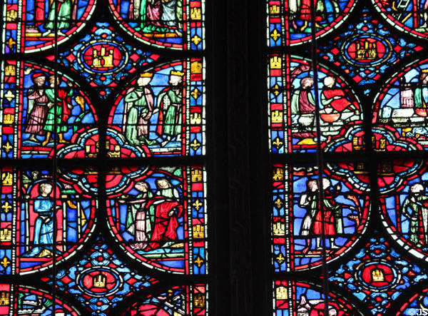 Richness of color of stained glass at St Chapelle. Paris, France.