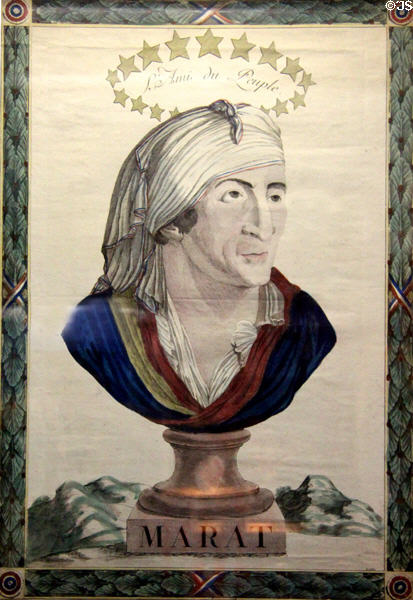 Jean-Paul Marat, Friend of the People popular print (late 18thC) at Carnavalet Museum. Paris, France.