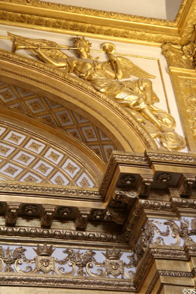 Room decor in King's bedroom at Versailles Palace. Versailles, France.