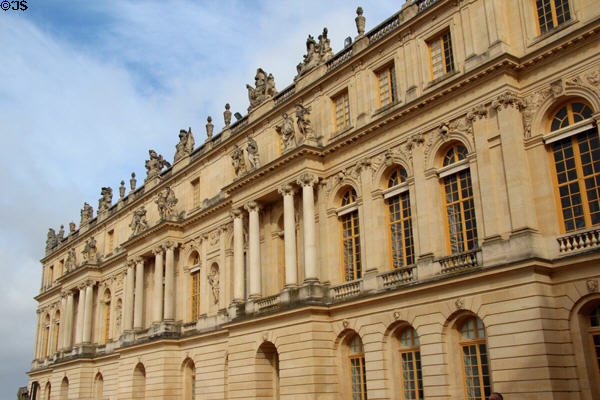 Versailles Palace facade over garden. Versailles, France.