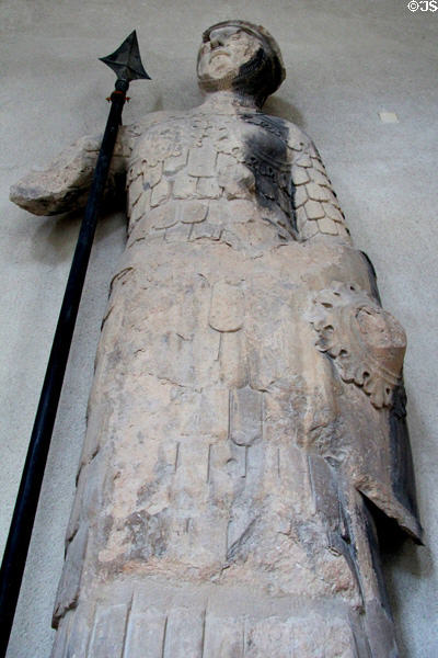 Goliath statue (c1260) removed from facade of Reims Cathedral at Tau Palace Museum. Reims, France.