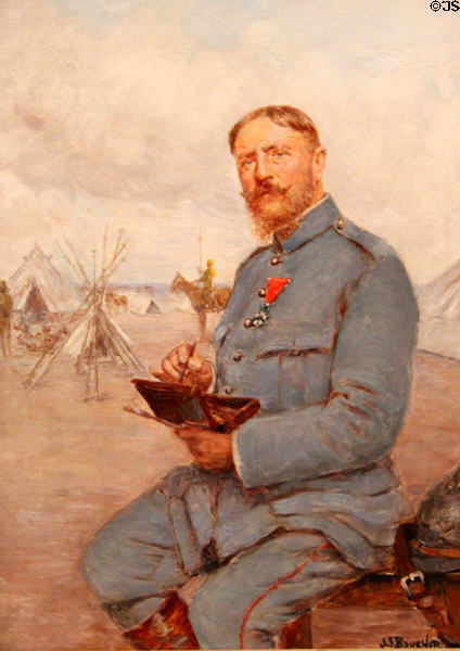 Self portrait in WWI French army uniform by Joseph-Félix Bouchor at Vannes Museum of Beaux Arts. Vannes, France.
