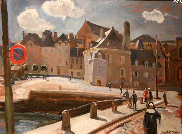 Quai of Vannes painting by Trafford Klots at Vannes Museum of Beaux Arts. Vannes, France.