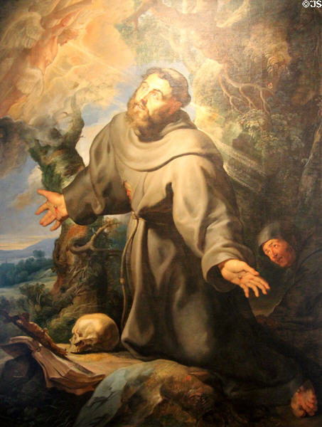 St Francis receiving Stigmata painting (c1615-20) by Peter Paul Rubens at Arras Fine Art Museum. Arras, France.