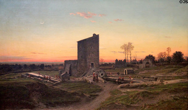 Laundry troughs of Albano around Castel Gandolfo painting (c1863) by Félix Hippolyte Lanoüe at Caen Museum of Fine Arts. Caen, France.