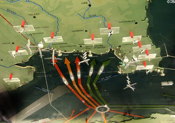 Overview map of Normandy Invasion at Caen Memorial. Caen, France.