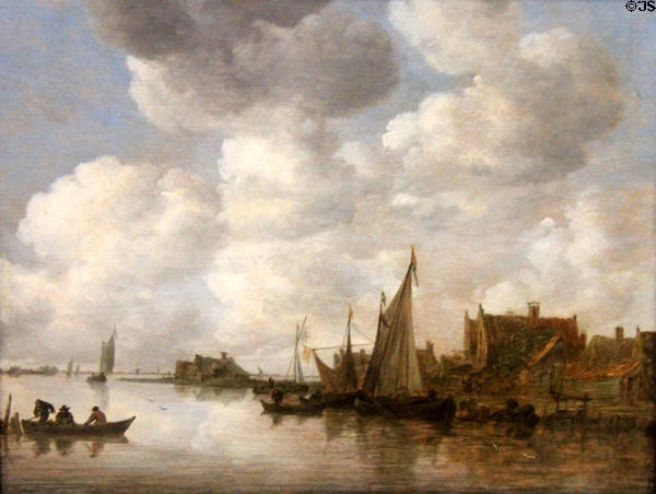 Port in thunderstorm painting (17thC) by Jan van Goyen at Rouen Museum of Fine Arts. Rouen, France.