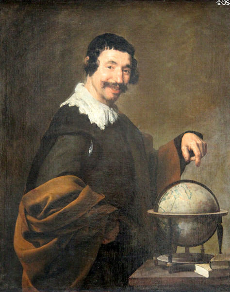 Democritus painting (1627-8 or 1639-40) by Diego de Silva y Velázquez at Rouen Museum of Fine Arts. Rouen, France.