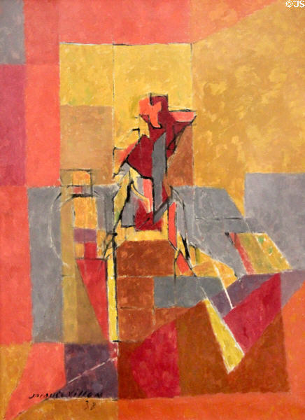 Still life with bust painting (1938) by Jacques Villon (aka Gaston Duchamp) at Rouen Museum of Fine Arts. Rouen, France.