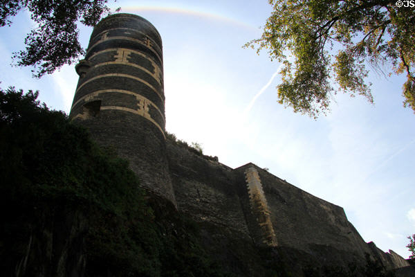 Promontory with walls & tower of Angers Chateau. Angers, France.