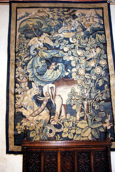 Tapestry with animals, birds & plants at Château de Clos Lucé. Amboise, France.