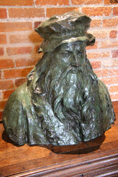 Bust of Leonardo da Vinci at Château de Clos Lucé. Amboise, France.