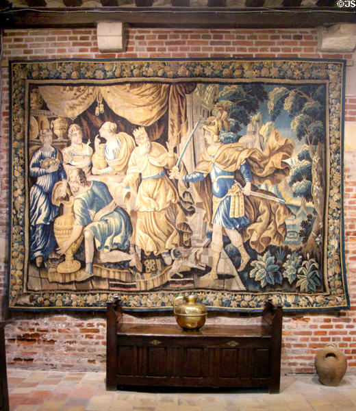 Tapestry hanging in kitchen at Château de Clos Lucé. Amboise, France.