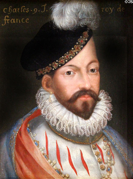 Charles IX, King of France painting (17thC) at Blois Chateau. Blois, France.