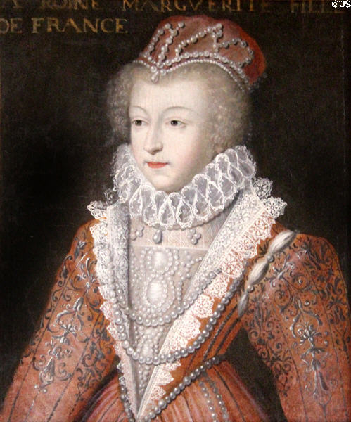 Marguerite of France (aka Queen Margot) daughter of Henry II & first wife of Henry IV portrait after François Clouet at Blois Chateau. Blois, France.
