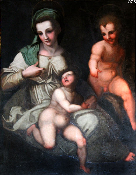 Holy Family painting by Andrea del Sarto in Library off Green Study at Chenonceau Chateau. Chenonceau, France.