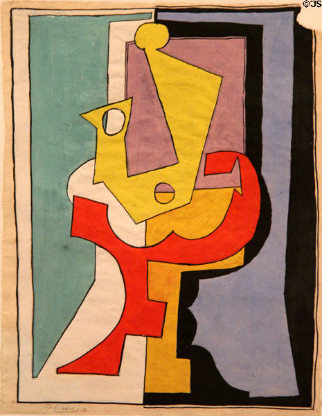 Fruit Bowl & Mandolin on Pedestal Table (Compotier et mandoline sur un guéridon) painting (1920) by Pablo Picasso at Picasso Museum. Antibes, France.