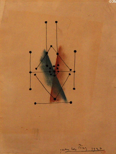 Guitar pen & ink on paper (1924) by Pablo Picasso at Picasso Museum. Antibes, France.