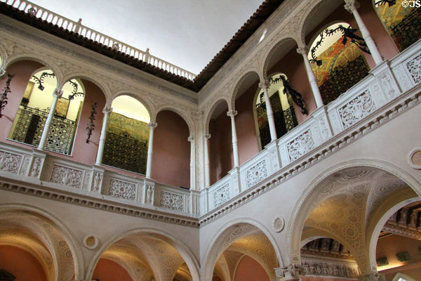 Interior court balcony at Villa Ephrussi de Rothschild. Saint Jean Cap Ferrat, France.