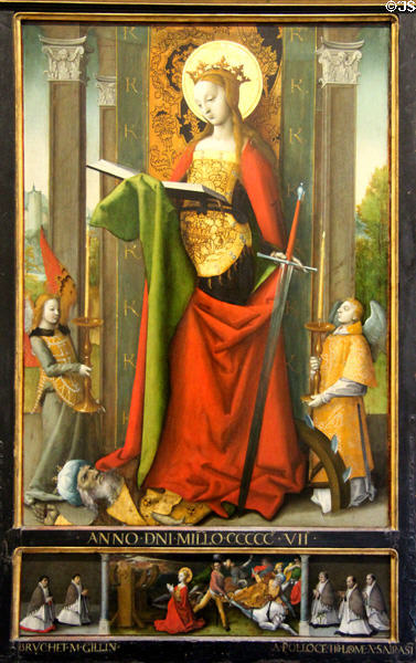 St Catherine painting (1507) attrib. Claude Guinet at Beaux-Arts Museum. Lyon, France.