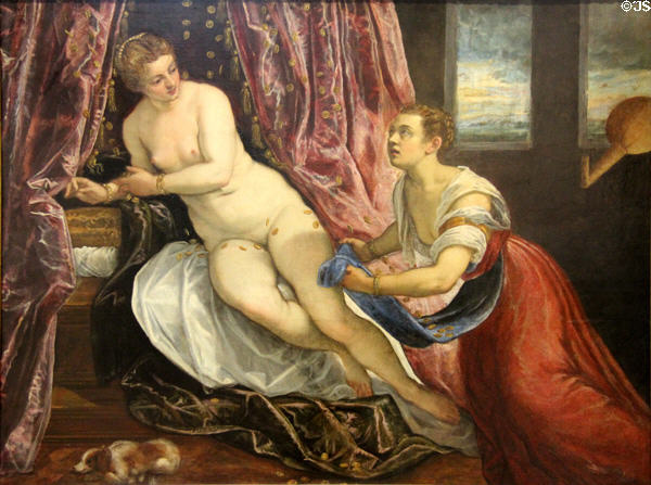 Danae painting (c1570) by Jacopo Tintoretto at Beaux-Arts Museum. Lyon, France.