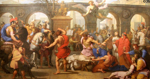 Flagellation of St Gervais painting (1654-5) by Eustache Le Sueur & Thomas Goussé at Beaux-Arts Museum. Lyon, France.
