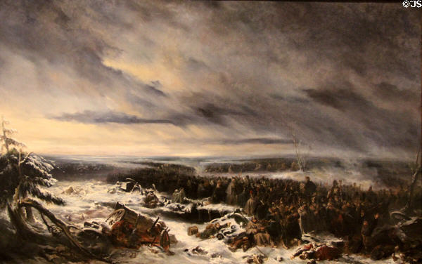 Episode in Campaign of Russia painting (1836) by Nicolas Toussaint Charlet at Beaux-Arts Museum. Lyon, France.