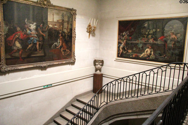 Stairway in Musées des Tissus which relates history of silk cloth weaving. Lyon, France.