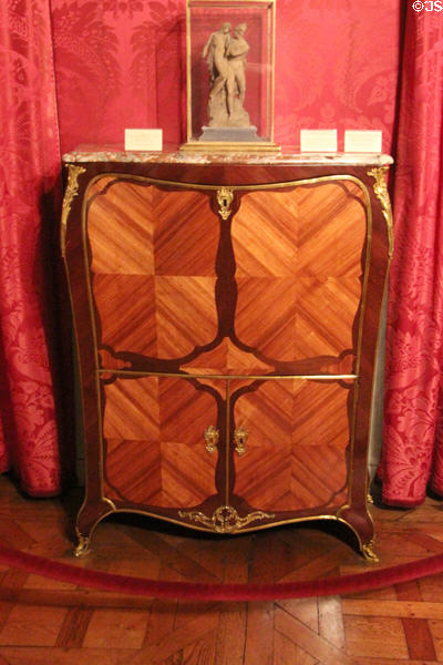 Writing desk in cabinet (1750-60) by Jacques Dubois at Musées des Arts Décoratifs. Lyon, France.