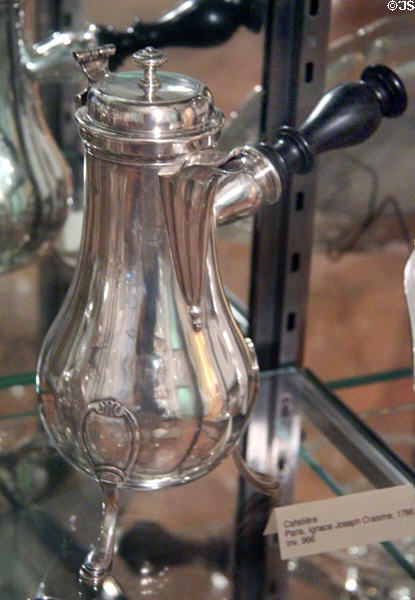 Silver coffee pot (1786) by Ignace Joseph Craisme of Paris at Musées des Arts Décoratifs. Lyon, France.